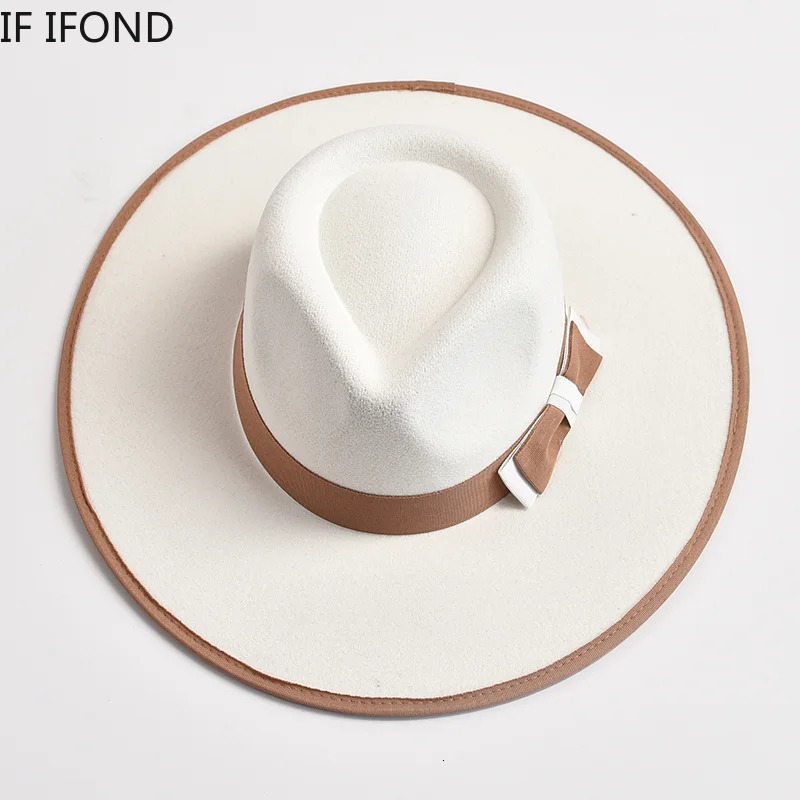 Elegant Fascinator Bow Tie Fedora Hat for Women 9.5cm Wide Brim Men Wool Church Jazz Hats Wedding Party Dress Cap 250724