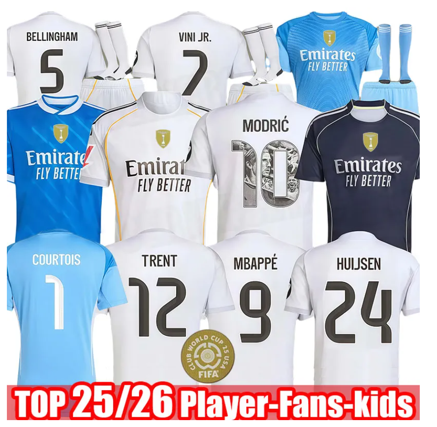 25 26 Camiseta Reals Madrids Soccer Jersey MBAPPE BELLINGHAM Maillot Football Jersey 2025 2026 Real Madridsoccer Jersey MODRIC VINI JR Men Kids Kits Football Shirts