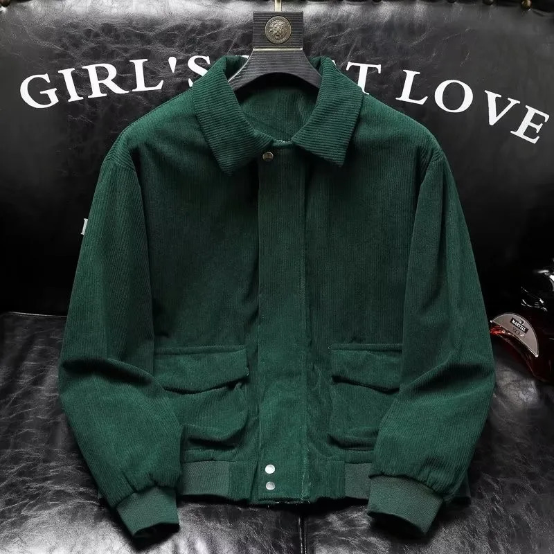 Men Leisure Corduroy Cargo Jacket Fashion Korean Slim Stylish Outfits High Quality Long Sleeve Vintage Pocket Coats 250725