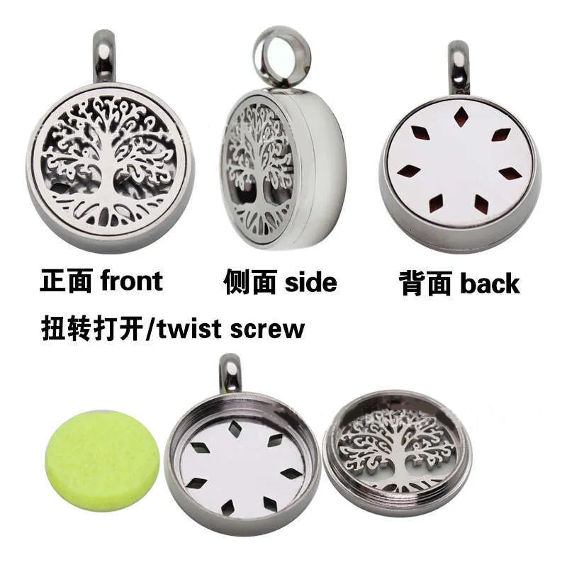 15MM Stainless Steel Hollow Essential Oil Diffuser Aromatherapy Photo Box Unisex Couple Necklace Versatile Pendant