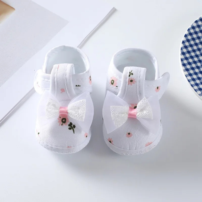 Baby Girl Shoes Cute Floral Bow First Walkers Soft Sole Crib born Toddler Shoe Infant Girls Shoes 250725