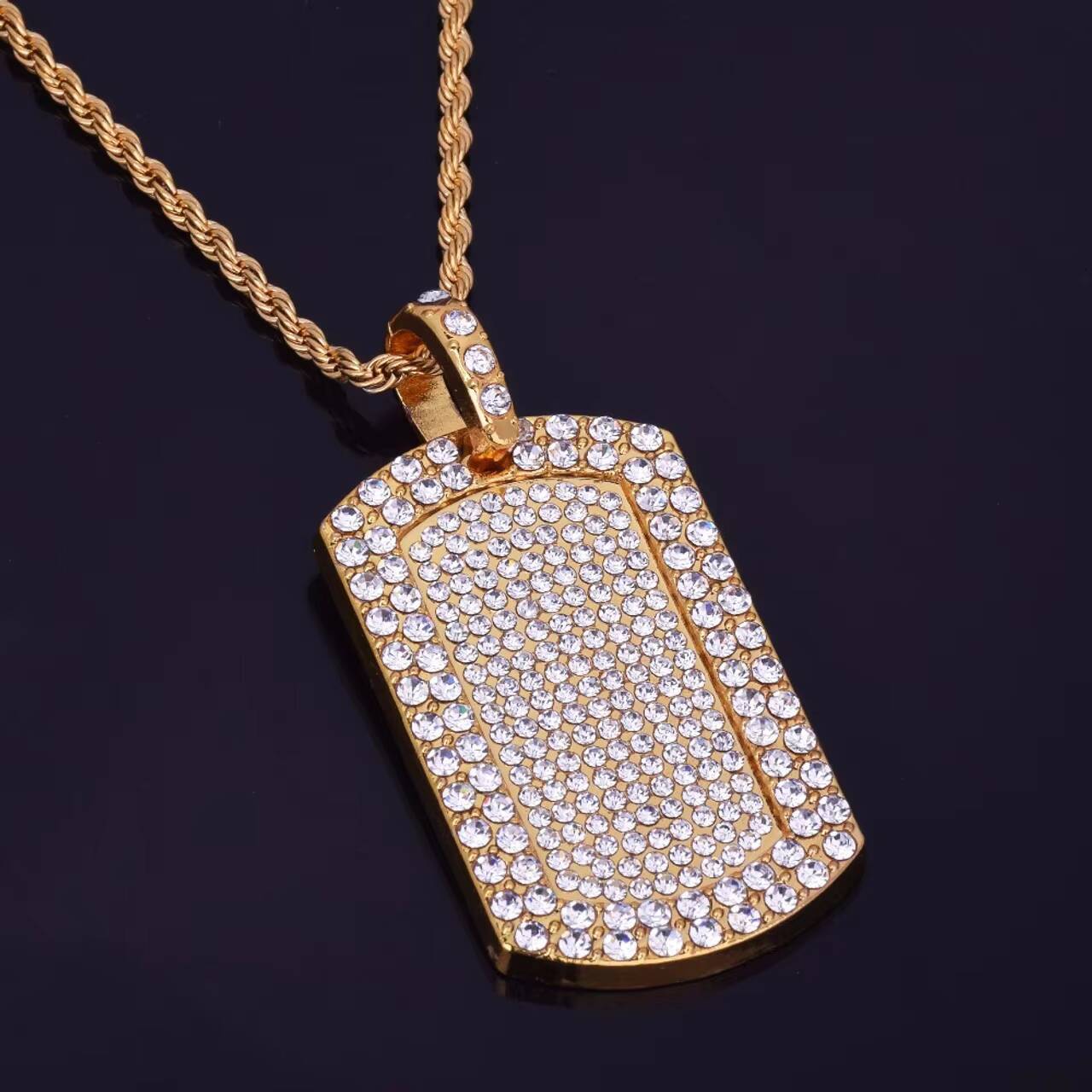 New Arrival Luxury 114ct Solid Gold Iced out Dogtag Pendant VVS Moissanite Hip Hop Style Custom for Men and Women