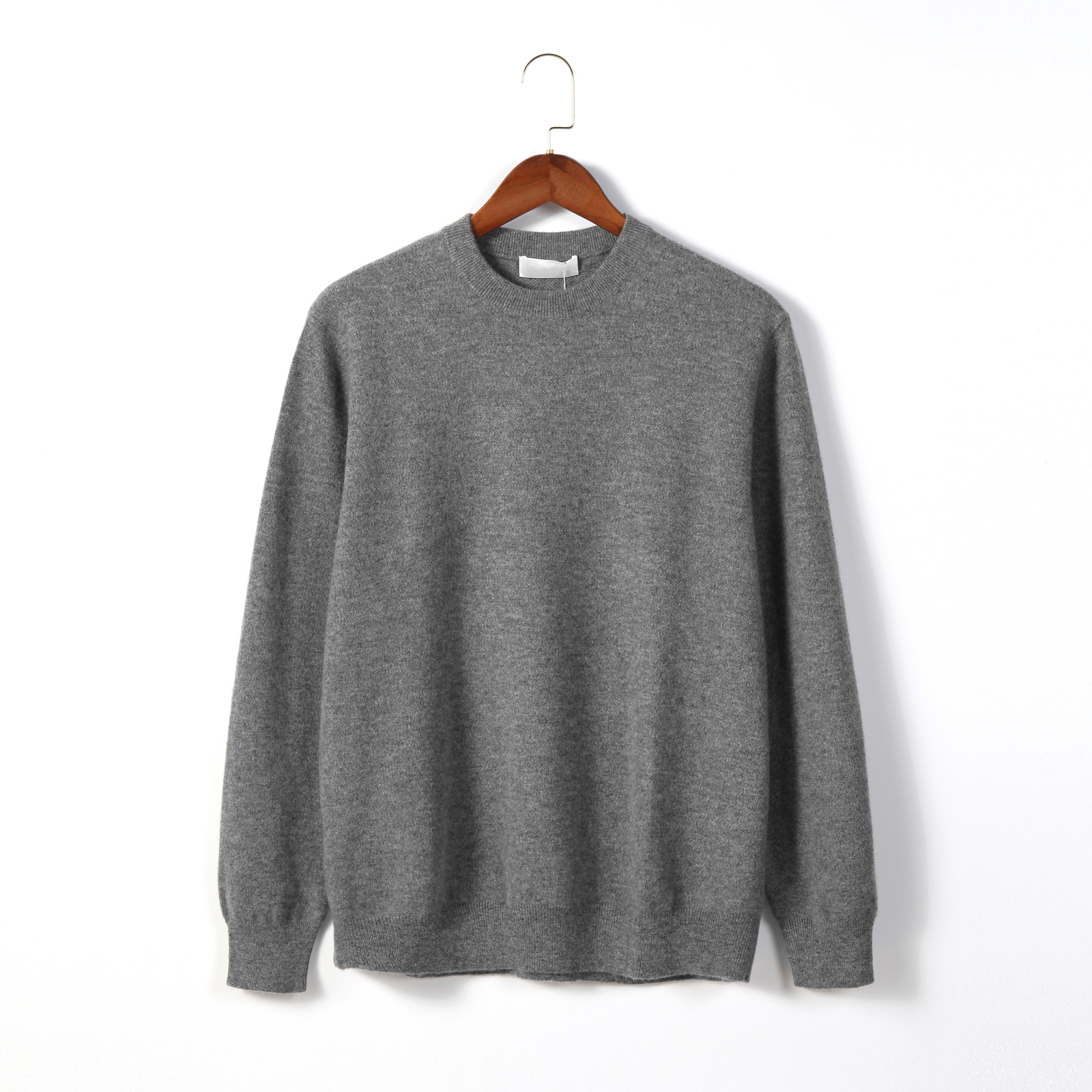 Men's basic paragraph round neck sweater simple solid color autumn and winter knitted bottoming shirt
