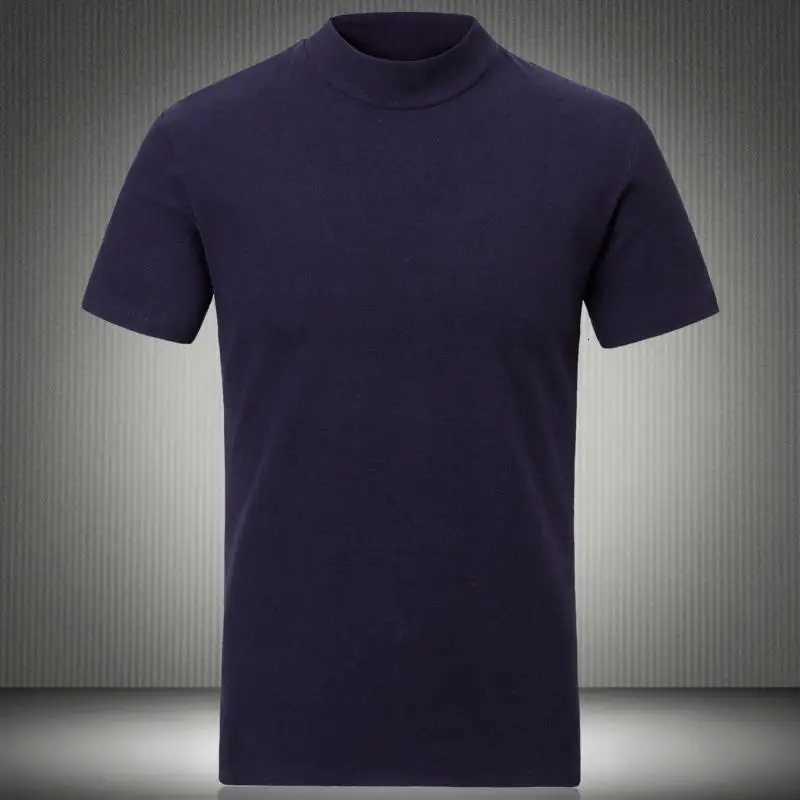 Fall Spring Fashionable Stretch Mens TurtleneCK Short Sleeve Tee Soft Comfortable Menwear General T-Shirt for Men Z250725