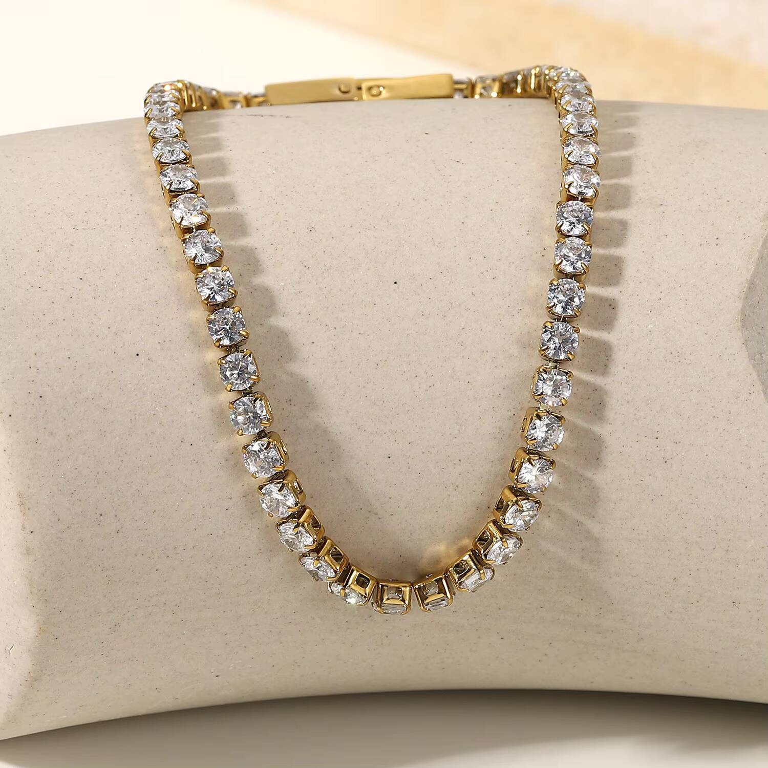 Accessories Women Jewelry 18K Gold Plated Waterproof Stainless Steel Iced Out Chain Moissanite Tennis Bracelet