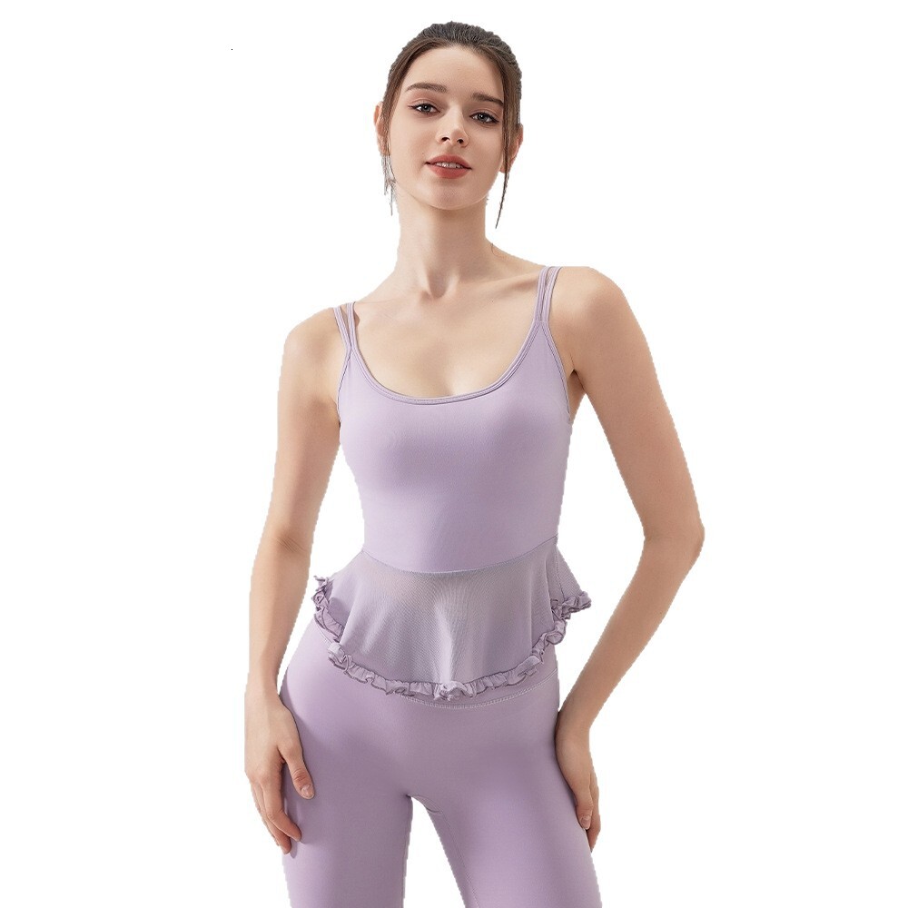 Fanxin Airy Patchwork Lace Yoga Vest with Chest Pads Pilates Fitness Bra Sports Underwear for Women