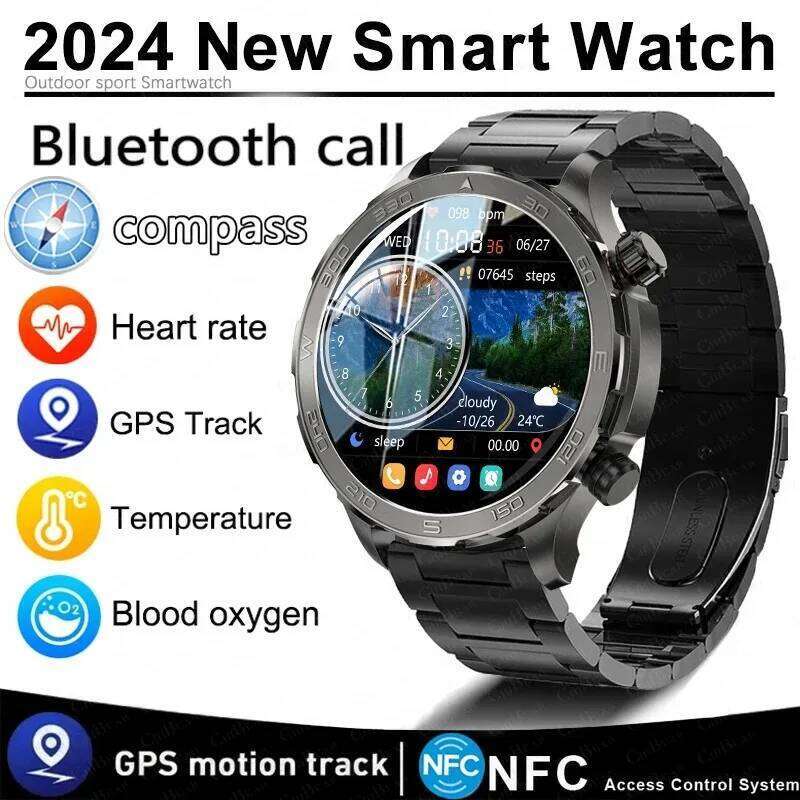 For HUAWEI Gt5 NFC Smart Watch Men Compass Wireless Charging GPS Fiess Track Ip68 Waterproof Bluetooth Call Smartwatch