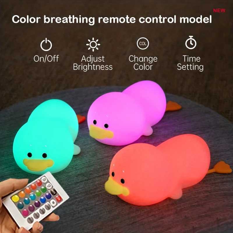 1pc Doudou Duck Night Light Childrens Gift Soft Light Eye Care USB Charging Timing Automatic Clap Silicone Lamp XJ250725