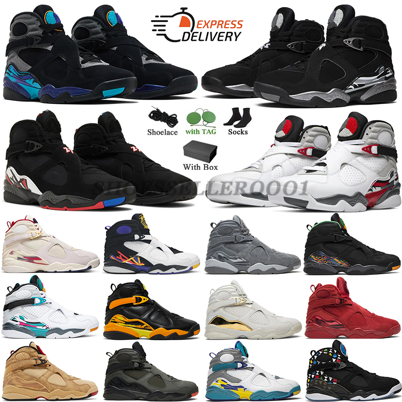 8s 8 Mens Basketball Shoes Aqua Chrome South Beach Black Cool Grey Playoff Take Flight Trophy Black Samurai Raid Gunsmoke Men Trainer Sneakers Sports