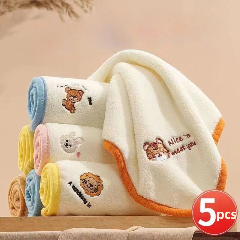 5pcs Baby Towel Set Soft Skin Friendly Drool for born Items Coral Fleece Absorbent Squares Face 25x25cm 250725