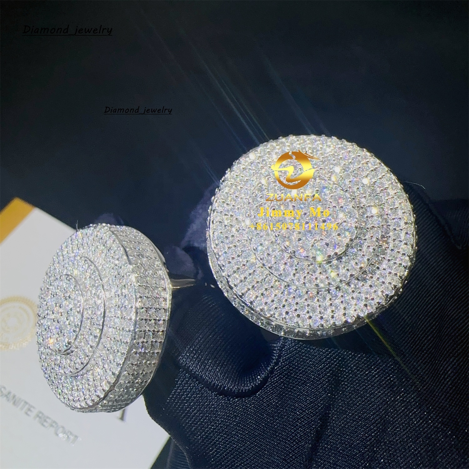 Ready to Ship Iced Out Luxury Big Hip Hop Rapper Jewelry 925 Sterling Silver Vvs Moissanite Diamond Iced Out Men Man Ring