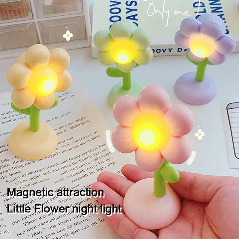 Mini LED Flower Night Light Cute Small Table Lamp Desktop Ornament Bedside Bedroom Ambient Lights Childrens Toy Kids Holiday Gift XJ250725