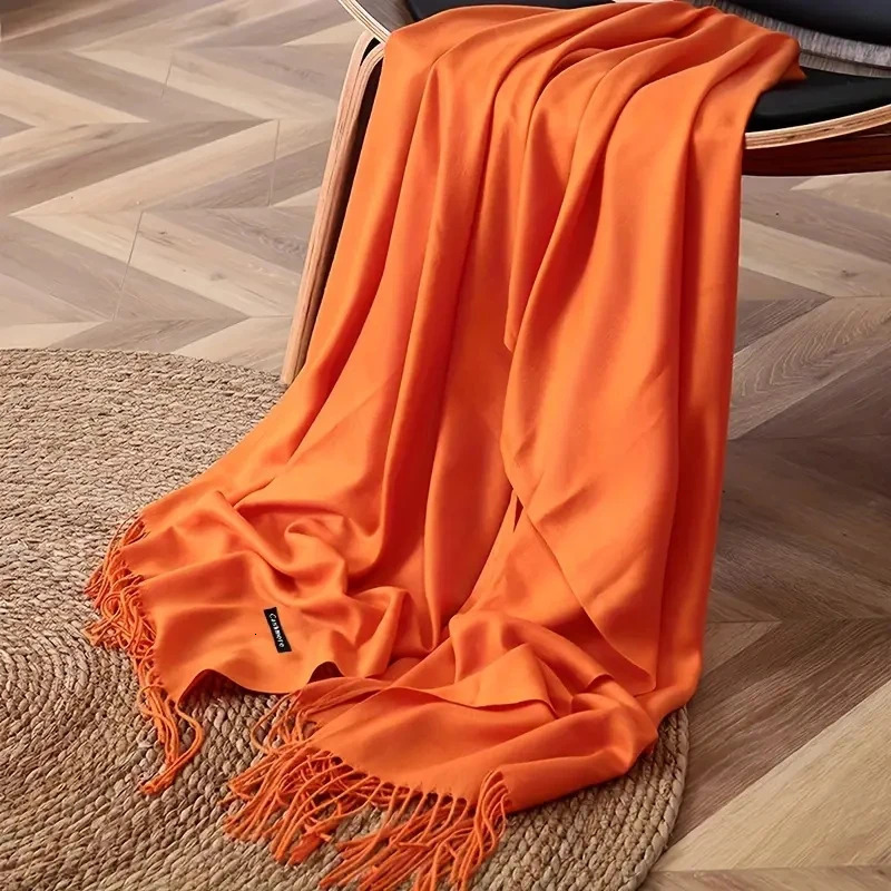 Womens Pashmina Scarf Shawls Soft Cashmere Feeling Headscarf Travel Office Winter Warm Hijabs Solid Lady Wraps Female Bandana 250724