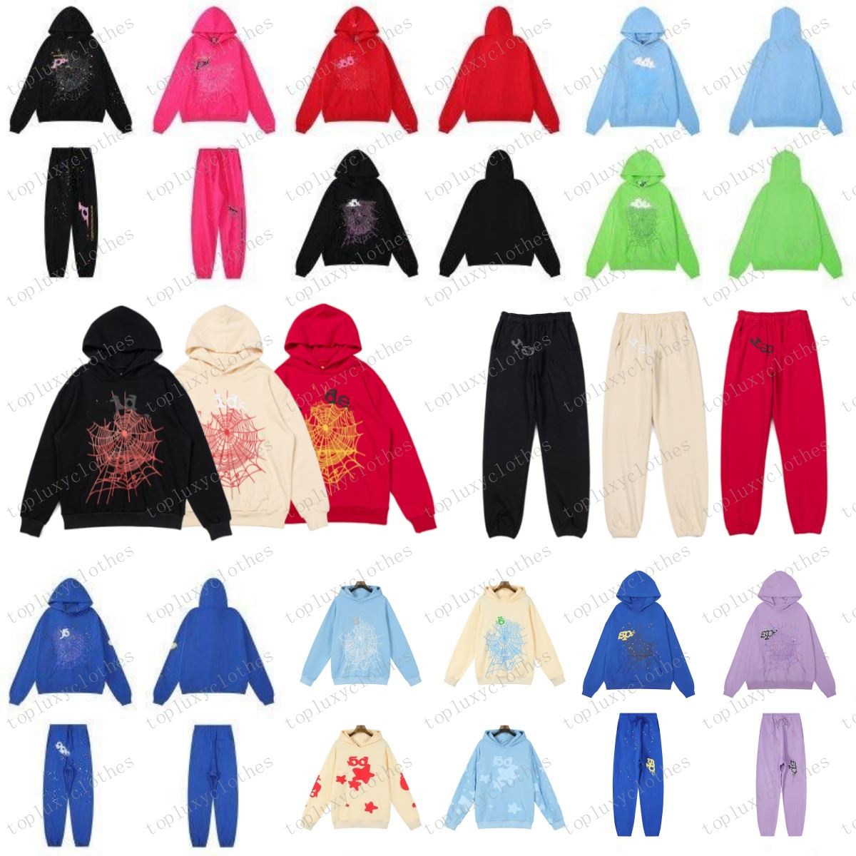 Men Women Hoodie High Quality Foam Print Web Graphic Pink Sweatshirts Hoodies Designer Sweatpants S-XL