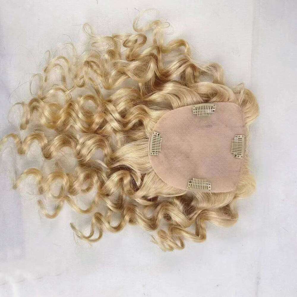 #613 European Wavy Remy Human Topper Women 12x13 CM Skin Scalp Base Blonde Breathable Clip In Piece for Thin Hair