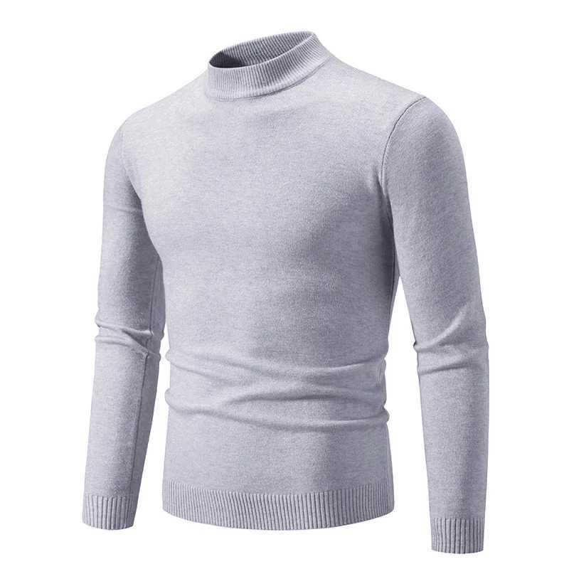 New Sweatwear Mens Half Neck Basic Solid Color Sweaters Round Neck Elastic Pullovers Warm Autumn Knitted Oversized Sweater Men Z250725