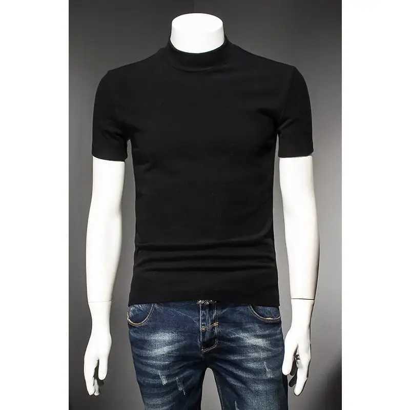 Fall Spring Fashionable Stretch Mens TurtleneCK Short Sleeve Tee Soft Comfortable Menwear General T-Shirt for Men Z250725