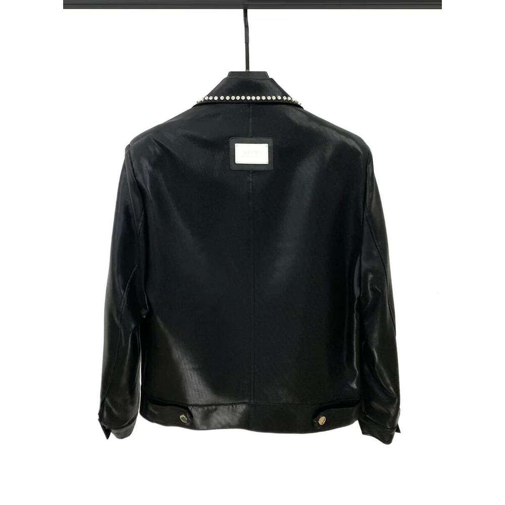 2024 Autumn New Male Coats Dia Design Long Sleeve Black Jackets Men's Trendy Handsome Shoulder Padded Pocket Short Jacket