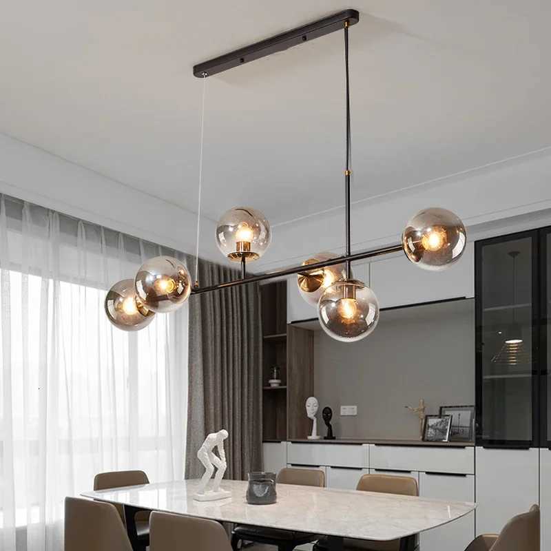 Modern Minimalist Hanging Lamp Nordic Ceiling Chandelier for Kitchen Dining Room Island Glass Ball Living Room Pendant LightXJ250725