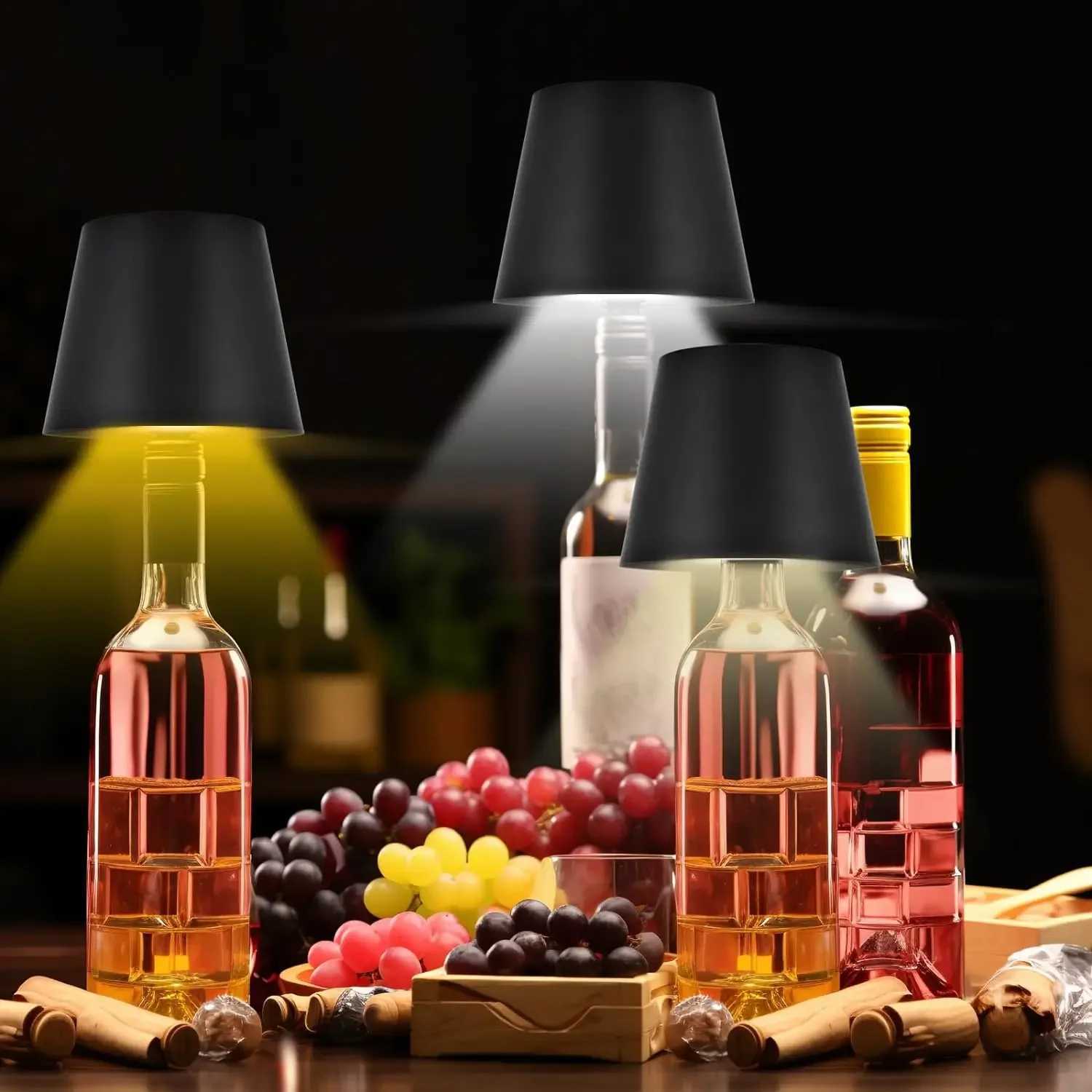 Wireless Bottle Table Lamp Touch Control of 3 Colors and Stepless Dimming Night Lamp For Bar Wine Bottles Decor Desk Lights XJ250725