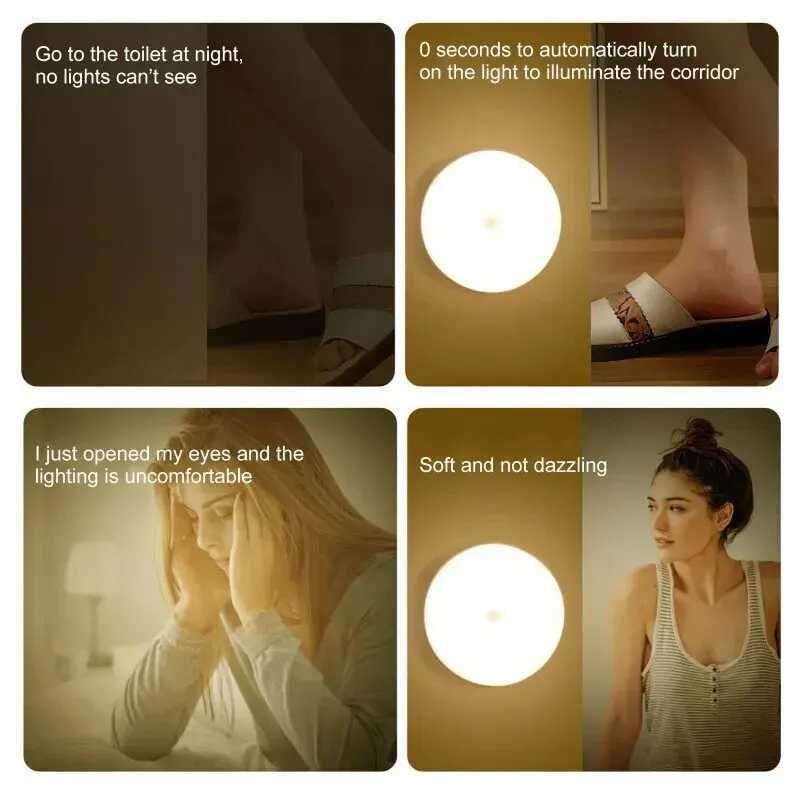 LED Night Light Smart Human Body Sensor Magnetic Suction Wireless-Use No Video Flicker Night Lamp for Closet Stair Bed XJ250725