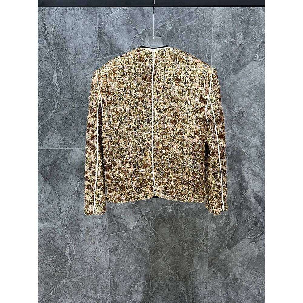 2024 New Fashion Coats High-End Sequined Long-Sleeve Small Fragrant Loose Jacket Trendy Men's Solid Color Short Jackets
