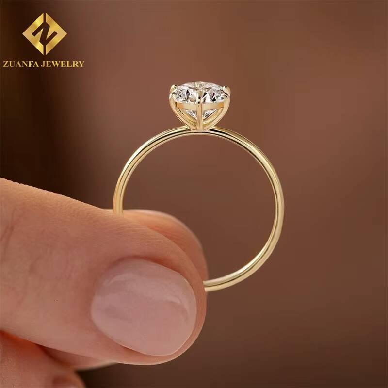 Factory Outlet Classical Brilliant Cut Lab Grown Diamond 14K Solid Gold Solitaire Diamonds CVD/HPHT Rings
