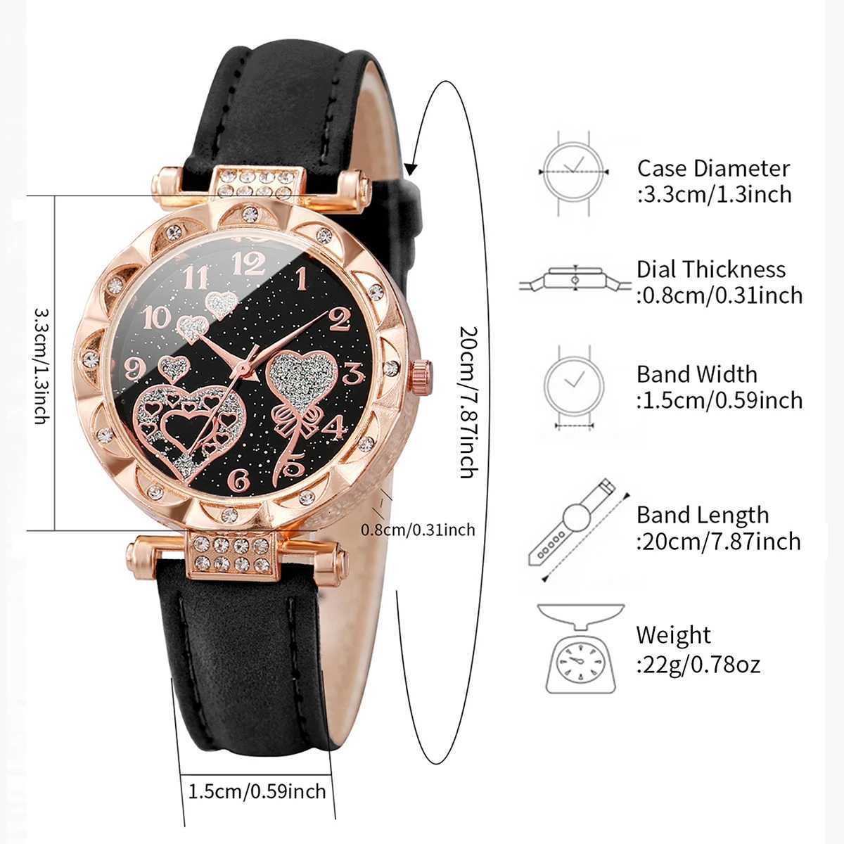3pcs/set Wen Fashion Leather Strap - Shaped Dial Quartz Watch for Ladies Black White Set X250726