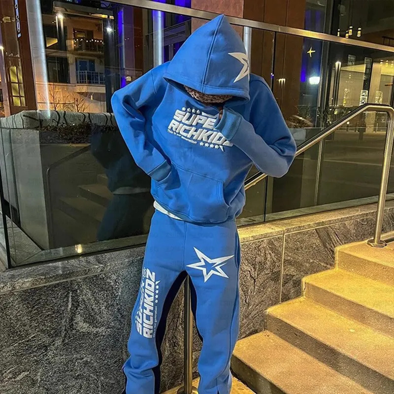 2000s Retro Black Foam Print Pattern Hoodie Retro Grunge Goth Jacket Coat Gothic Set Clothing Sweatpants Emo 250723