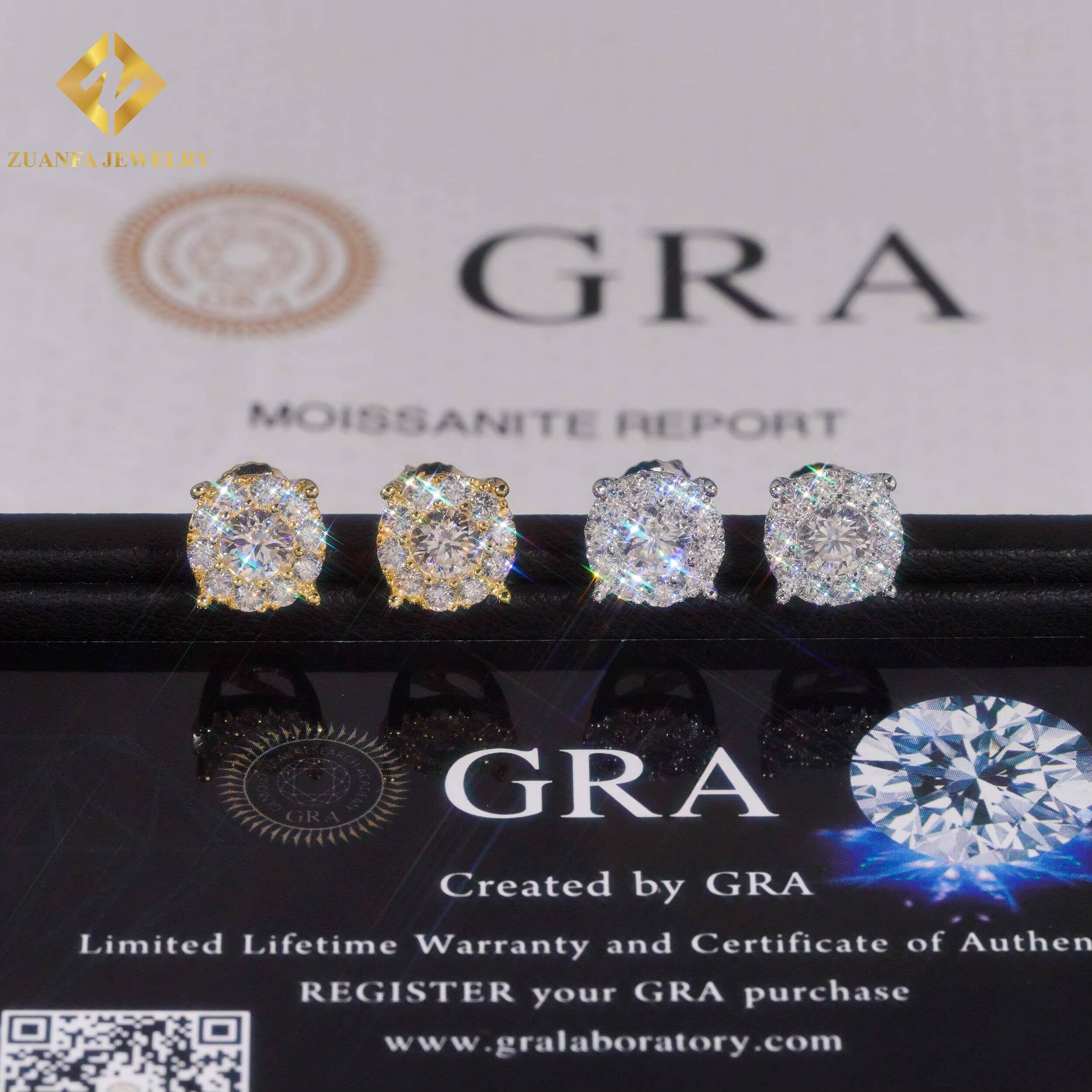 Ready to Ship Jewelry Wholesale Big Stone Ear Studs 925 Sterling Silver VVS Moissanite 8.8mm Hip Hop Earring Jewelry Unisex