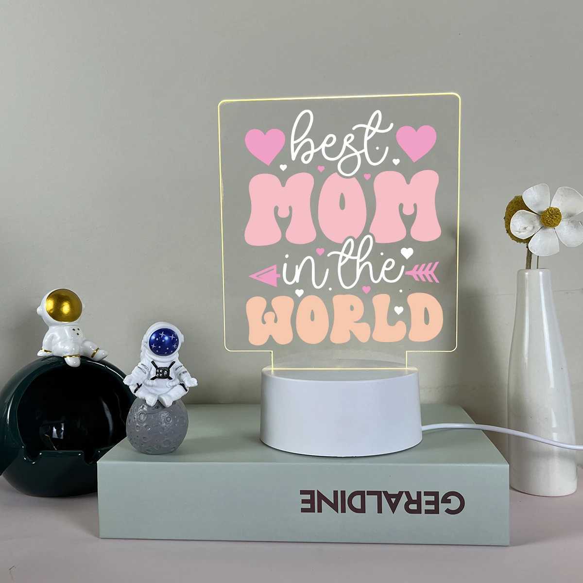 Colorful Print Text Acrylic LED Light For Mom Night Lamp Table Birthday Gift Bedroom Bedside Lamp Mothers Day Gift XJ250725