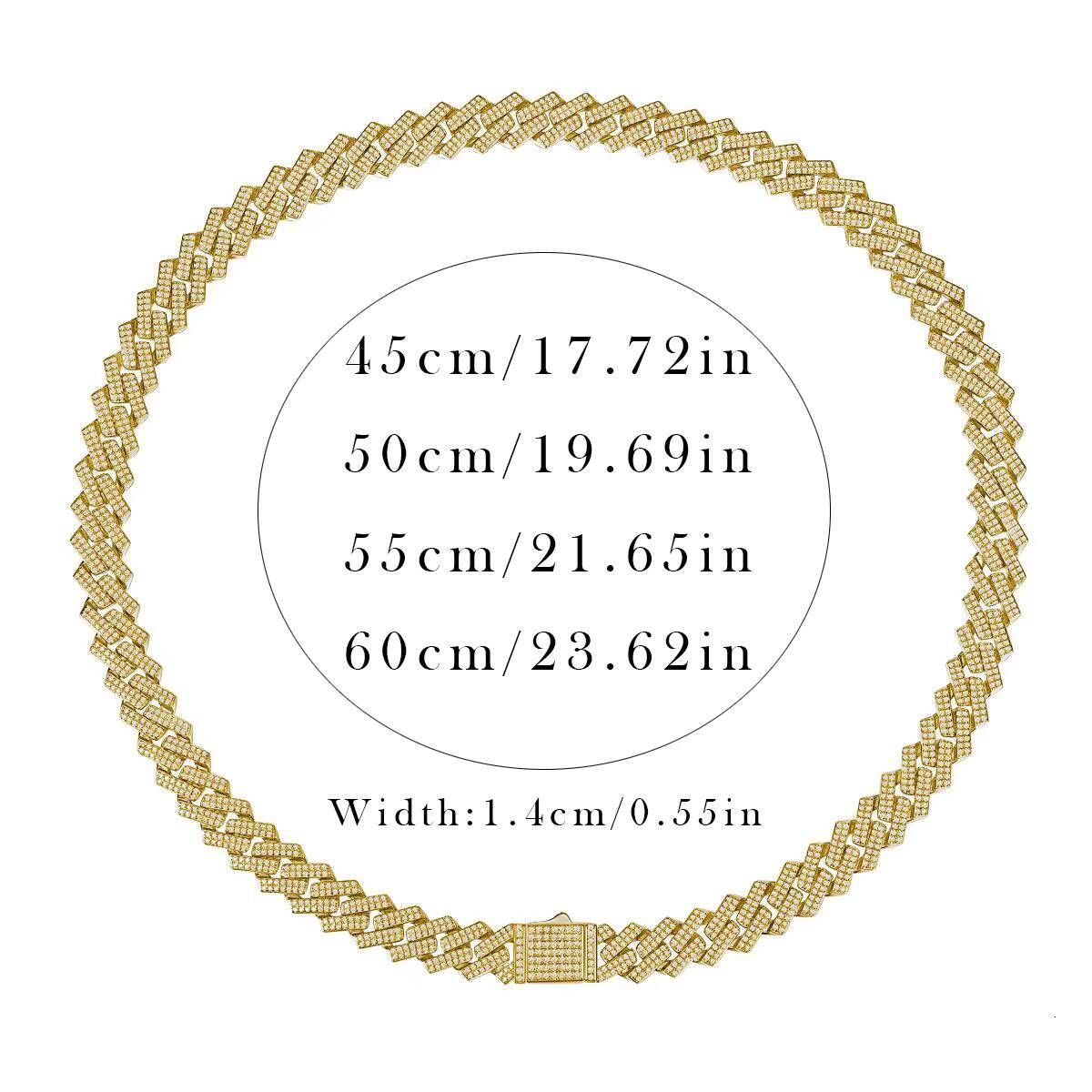 Hip Hop Mens Jewelry 925 Solid Silver Moissanite Diamond Clasp 18K Gold-Plated Rope Chain Cuban Link Necklace Moissanite Chain