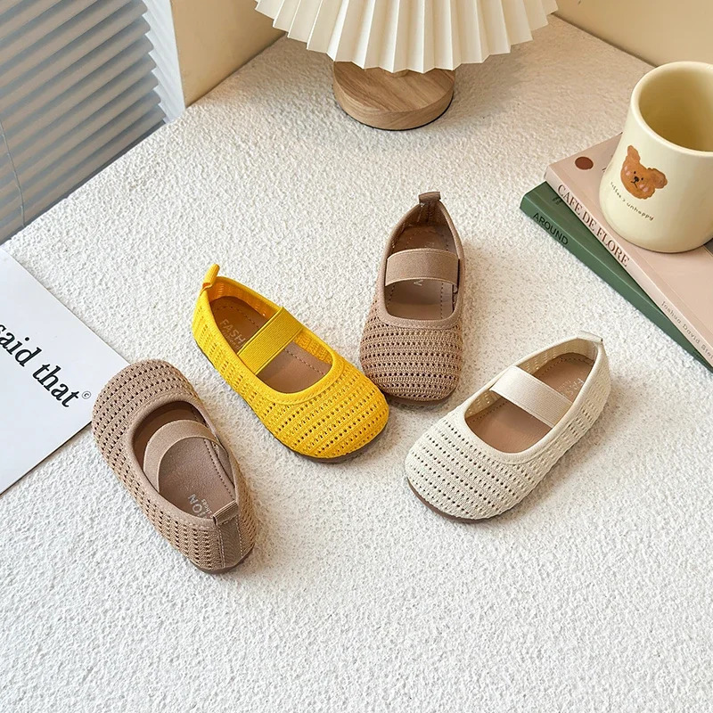 Girls Flat Shoes Slipon Soft Sole Kids Weave Breathable Hollowedout Summer Children Casual Solid Color 250725