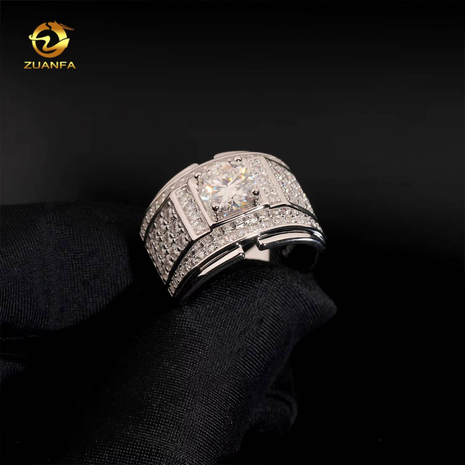 Ready Shipping Iced Out Mens Moissanite Ring 925 Silver Lab Diamond MOissanite Rings Hip Hop Ring Pass Diamond