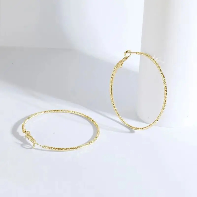 Geometric Metal Hoop Earrings for Women Jewelry Gift Carve Serrations Round Circle Trendy Exaggerate Statement Earring 250715