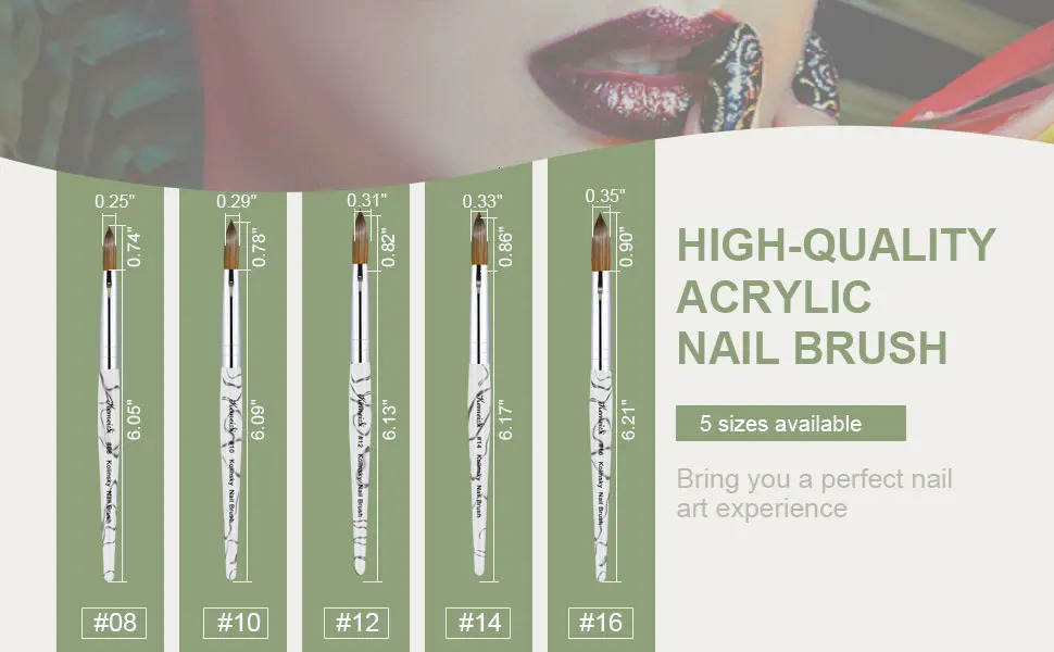 KEMEISI #8-#16 Kolinsky Acrylic Nail Brush Set 3D Pure Handmade Nail Brushes For Acrylic Application Professional Nail Art Brush 250716