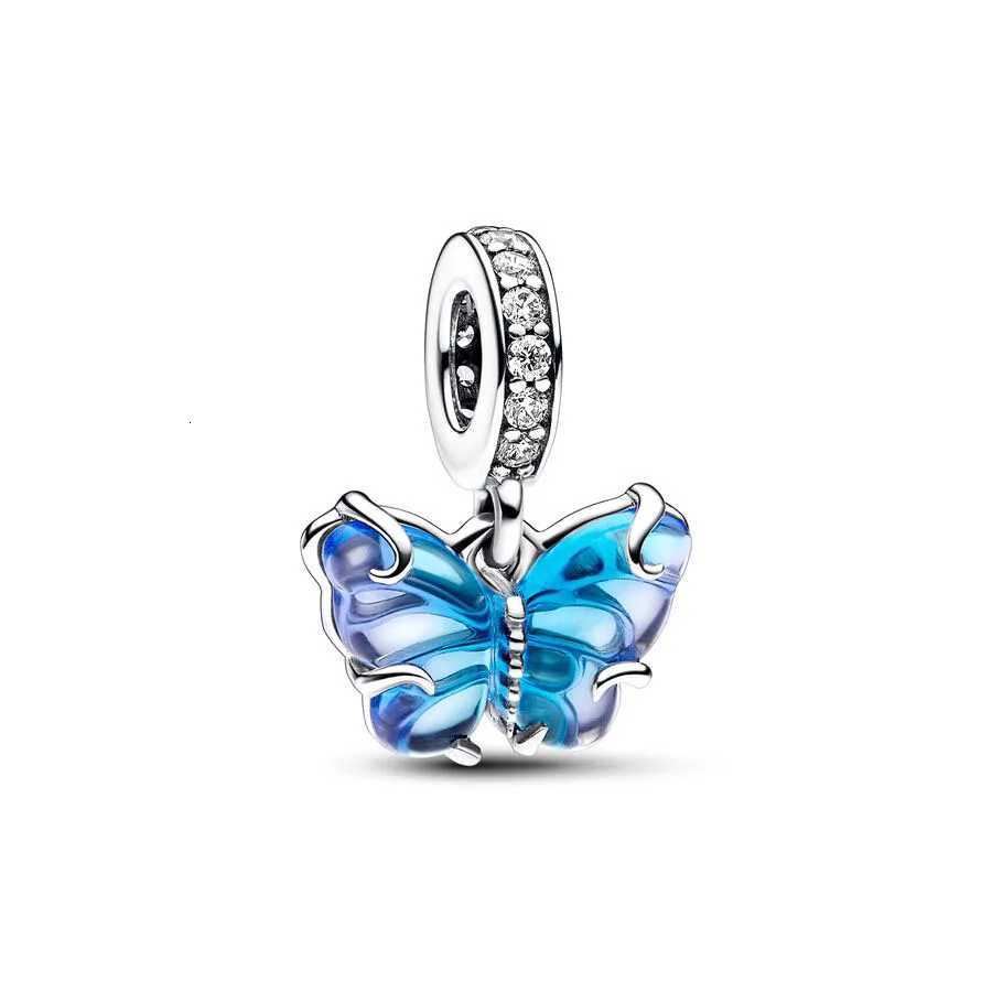 New Blue Glass Elephant Dangle Charm Original Charms Fit Bracelet For Women Glow Discoloration Pendant Beads Jewelry Gifts XJ250726