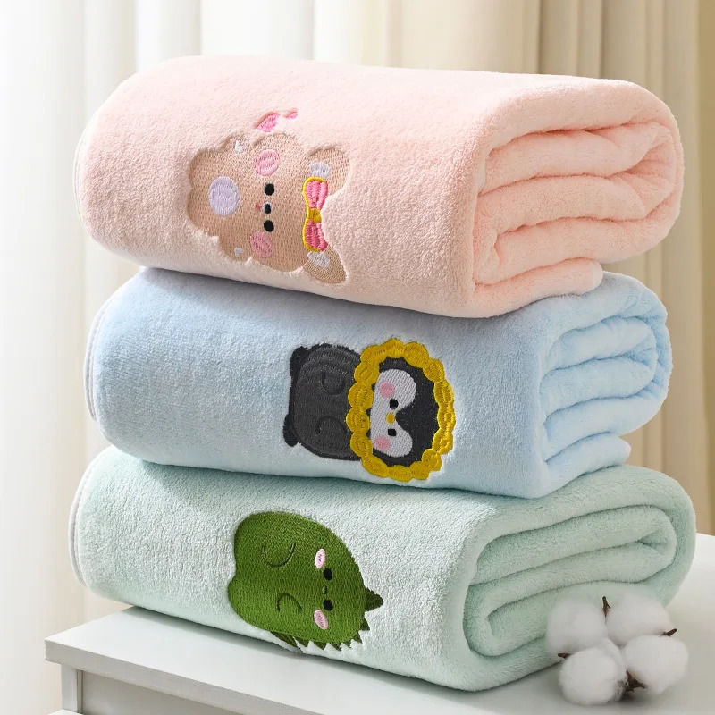 Printed Baby Bath Towel 4341 Inches Absorbent NonLinting Lovely Embroidery Pattern Texture Light and Soft Feel Delicate 250725