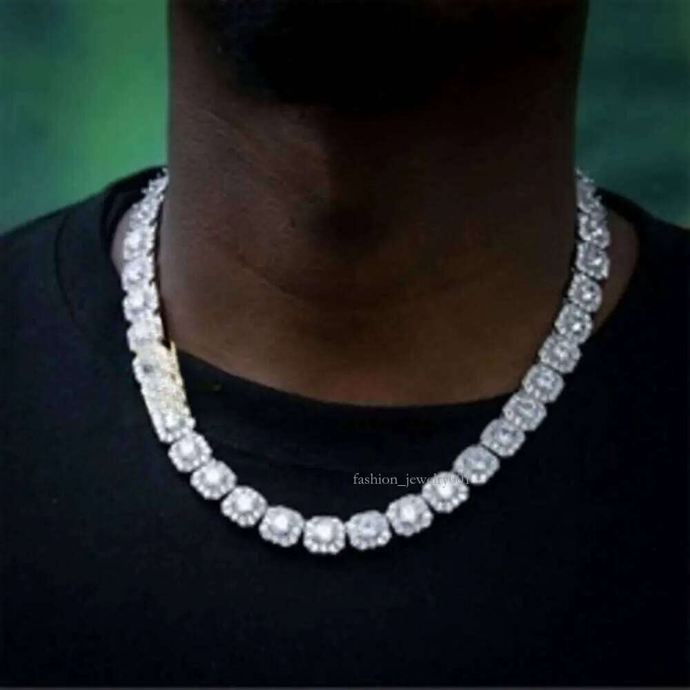 Fire Jewelry 6mm 10mm Sterling Sier d Color Vvs Moissanite Dia Cluster Tennis Chain Necklace for Men Women
