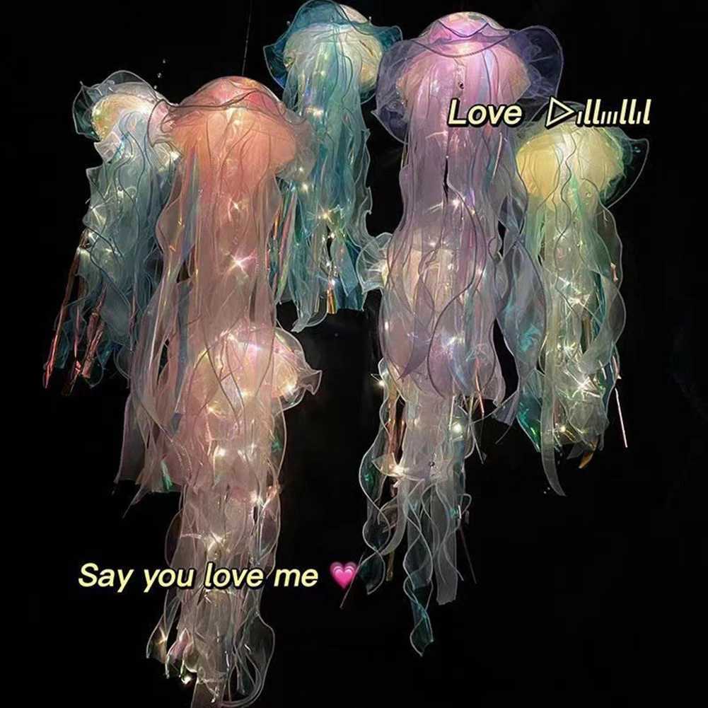 New RGB Gradient Jellyfish Lamp Decoration Creative Bedroom Atmosphere LED Night Light Festival Pendant Flower Lamp Decor XJ250725