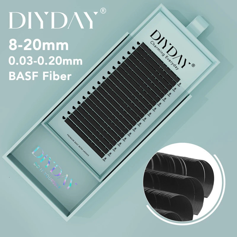 DIYDAY 16Rows Mink Lashes Individual Natural False Eyelashes B C CC D DD Curl Eyelash Supplies for Makeup 250714