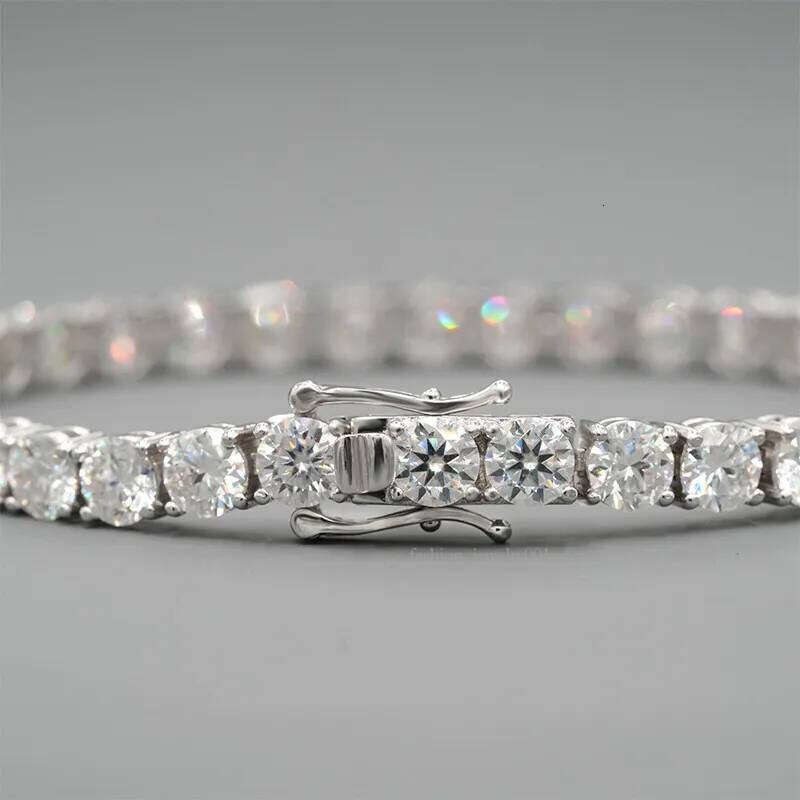 Passed Test 5mm 18-24inch Yellow White Rose Gold Plated Sterling Sier VVS D Color Moissanite Tennis Chain Necklace Bracelet Links For Women/Men