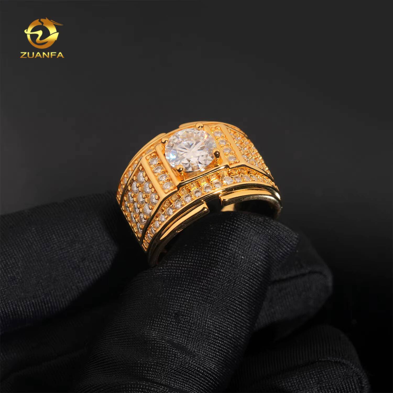 Ready Shipping Iced Out Mens Moissanite Ring 925 Silver Lab Diamond MOissanite Rings Hip Hop Ring Pass Diamond