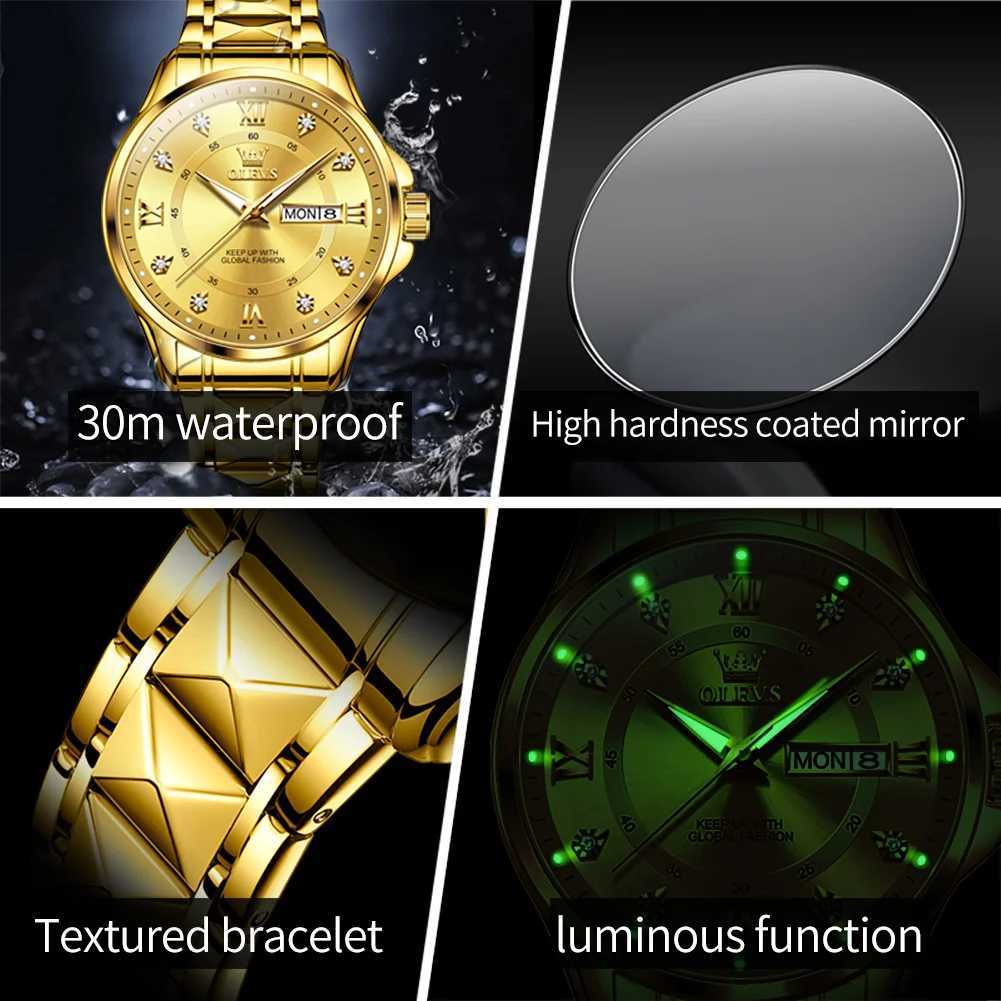0levs High Quality Luxury Watches for Men Stainless Steel Dual Cndar Luminous Waterproof Quartz Fashion Business Man Watch X250726