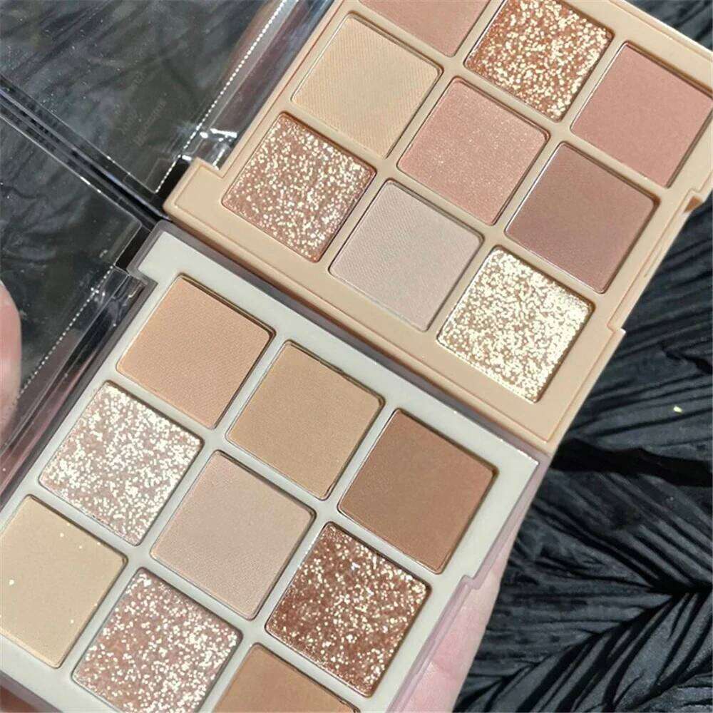 9 Colors Nude Shimmer and Shine Matte Glitter Eyeshadow Palette Shiny Shadow Eye Pigments