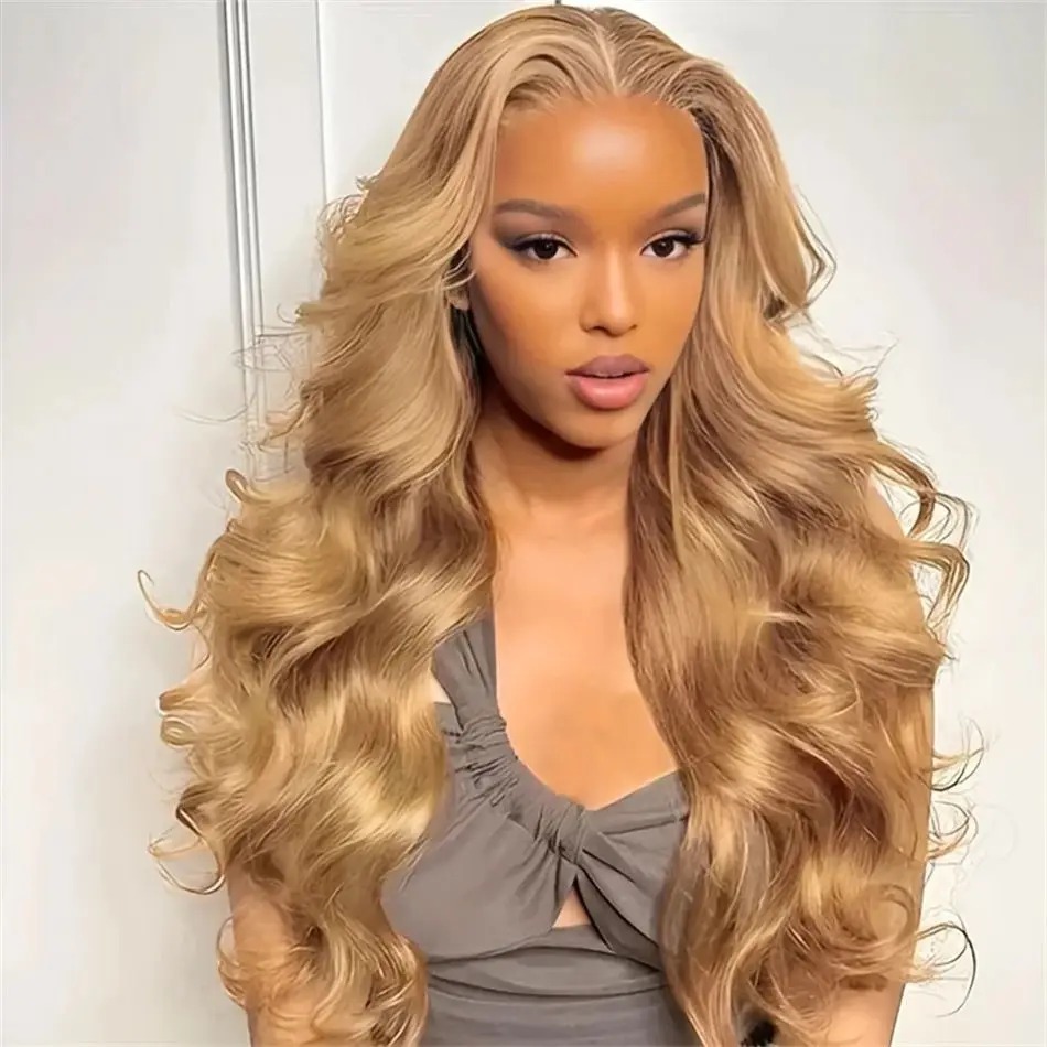 13x4 Honey Blonde Wig Human Hair Hd Transparent Wear And Go Lace Frontal Wig 200 Density Body Wave Lace Front Wig Synthetic Wig