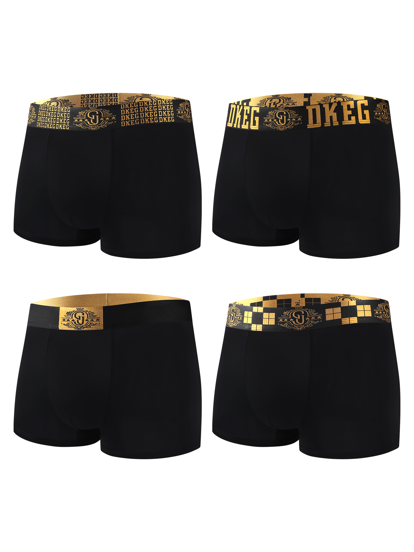 Black gold waistband men's seamless flat corner underwear trendy letter printed comfortable shorts