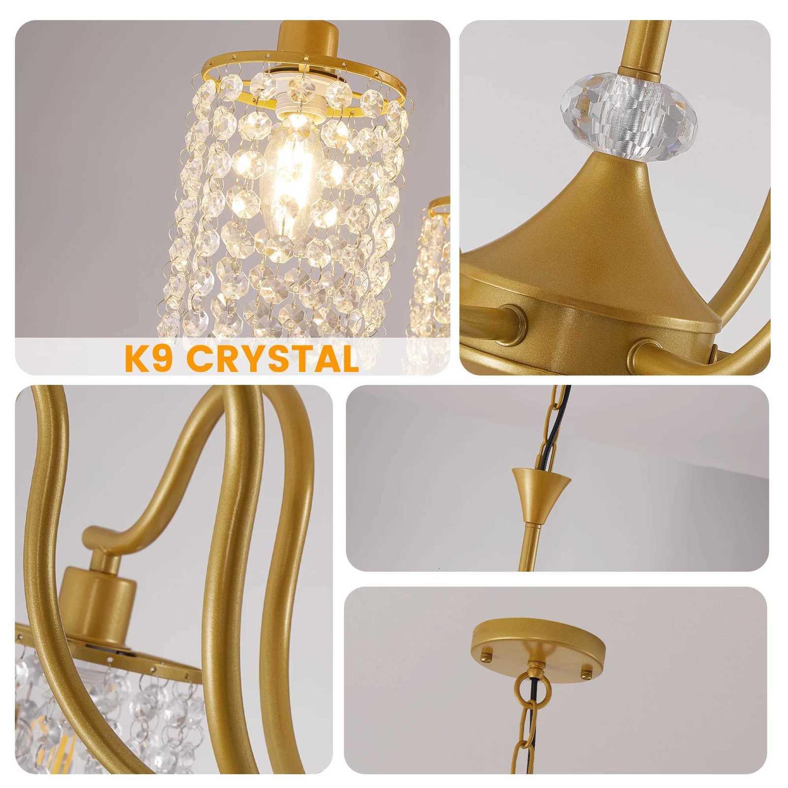Long K9 Crystal Ceiling Chandelier for Kitchen Table Living Dining Room Bedroom Gold Crystal Branch Hanging Chandelier Lights XJ250725