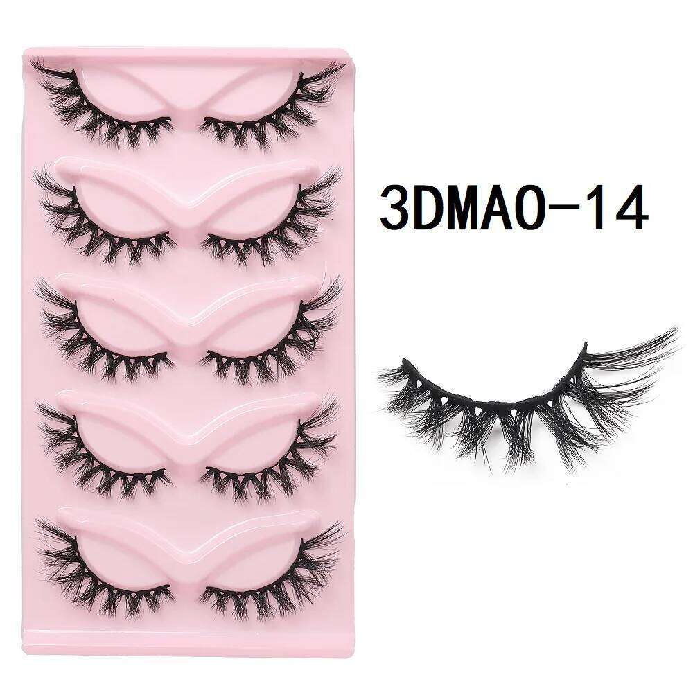 HBZGTLAD Cat eye Eyelashes 3D False Fluffy Soft Cross 5 pairs Manga Lashes Wispy Natural Eyelash Extension Makeup X250725