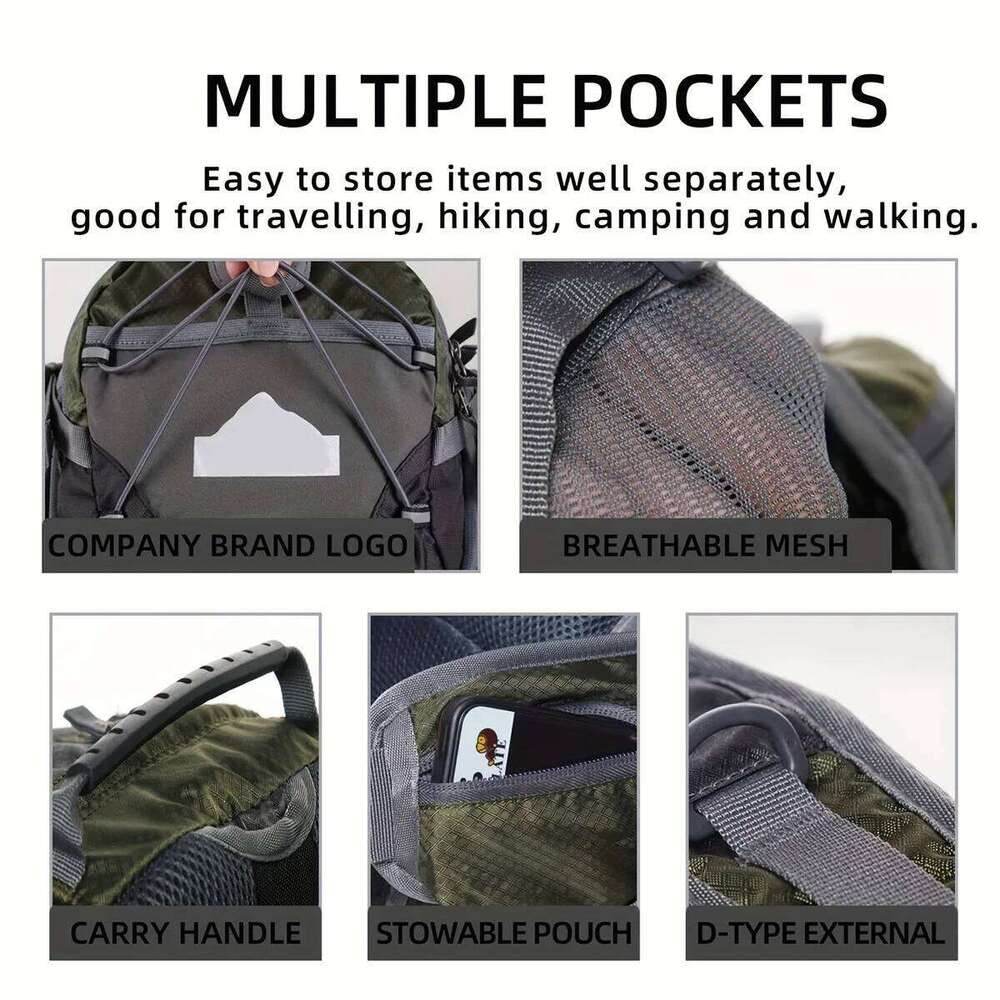 18L Outdoor Mountaineering Bag Multifunctional Sports Travel Waist Pack Large Capacity Crossbody Shoulder Handbag Backpack